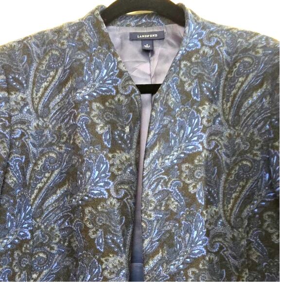 Lands’ End Women’s 16 Blue Paisley Jacquard Dress Jacket Long Sleeve Blazer - Picture 6 of 6
